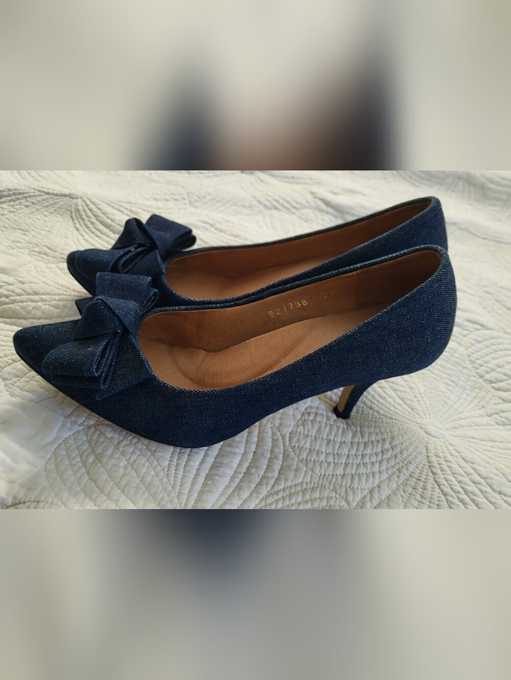 ALL BLACK Denim Pointed Toe Bow Heels